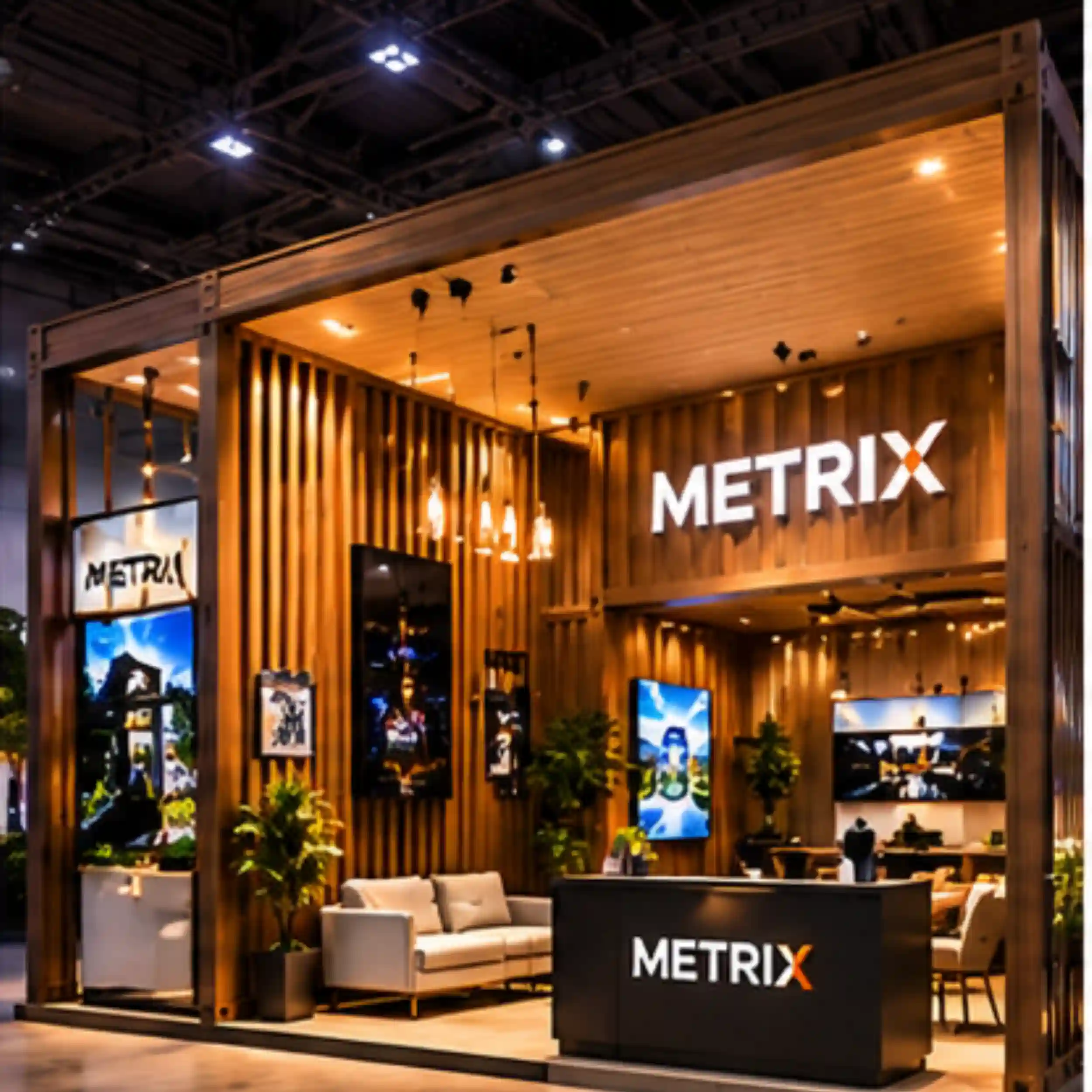 Concept illustration of a custom container booth at a corporate event