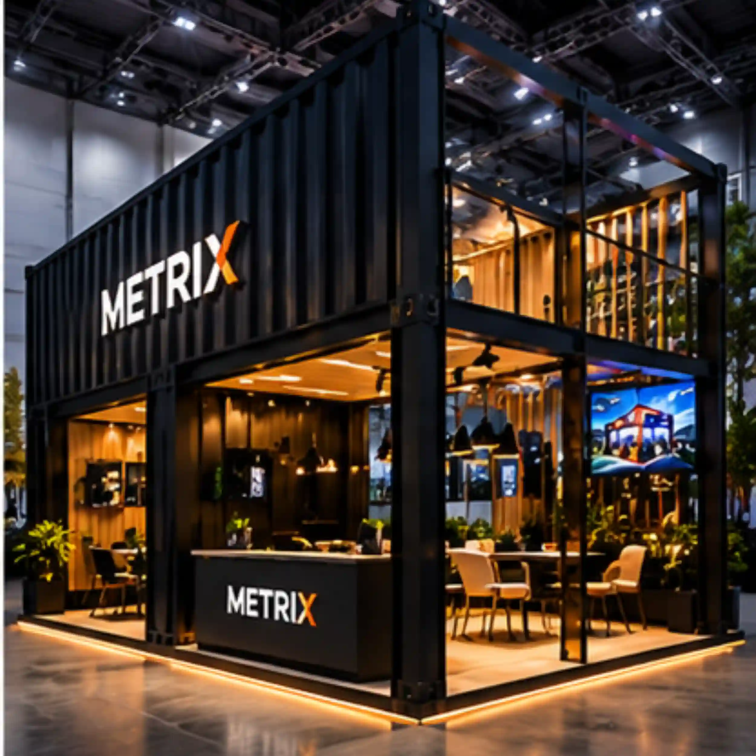 Illustration of a branded container booth used for a corporate roadshow