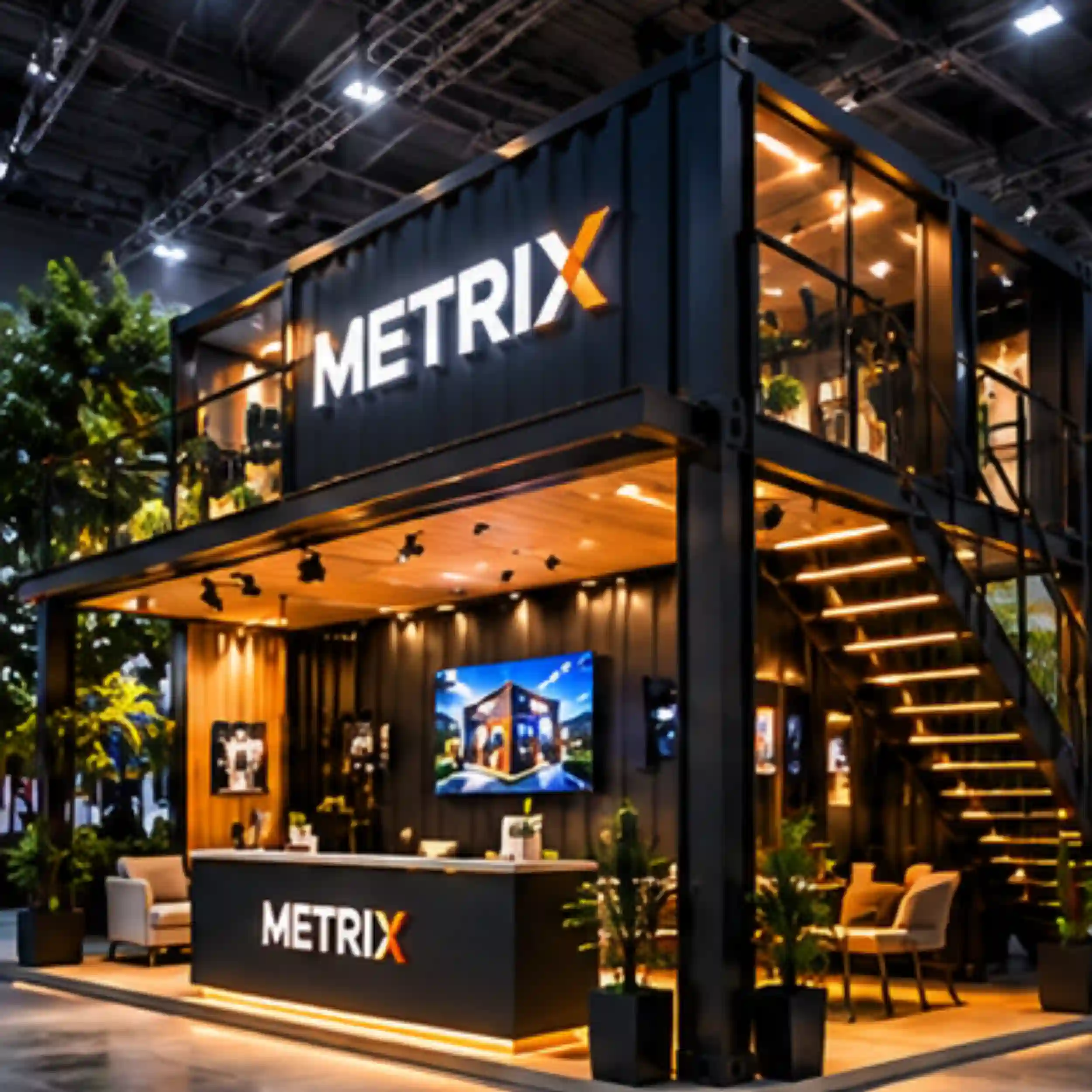 Concept illustration of a container booth for trade shows and exhibitions