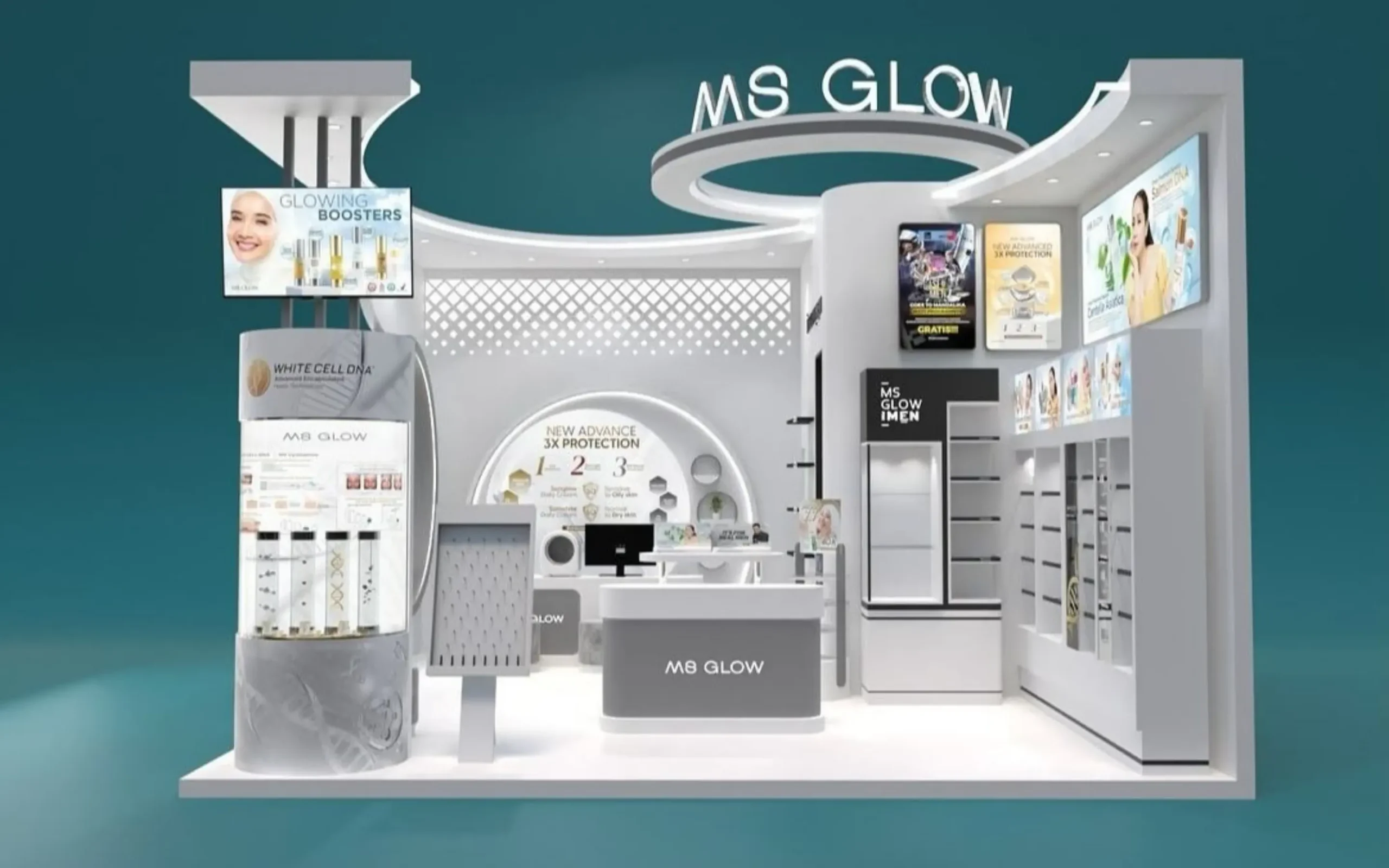 MS Glow and MS Glow Men exhibition booth at Beauty Female Daily 2023