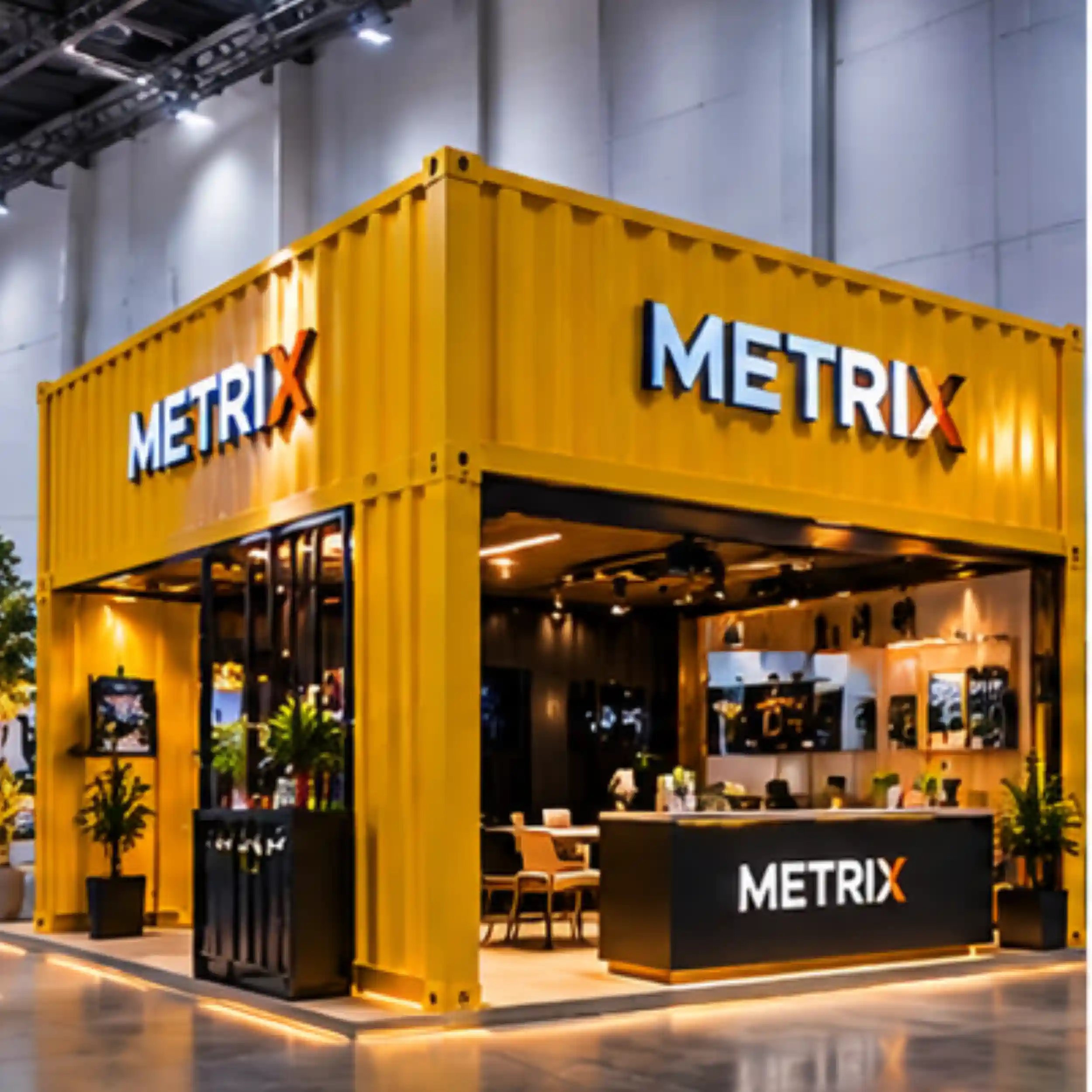 Illustration of a branded shipping container pop-up retail store